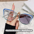 Transparent Frame Photochromic Multifocal Reading Glasses for Women Men Fashion Progressive Anti Blue Light Presbyopia Glasses