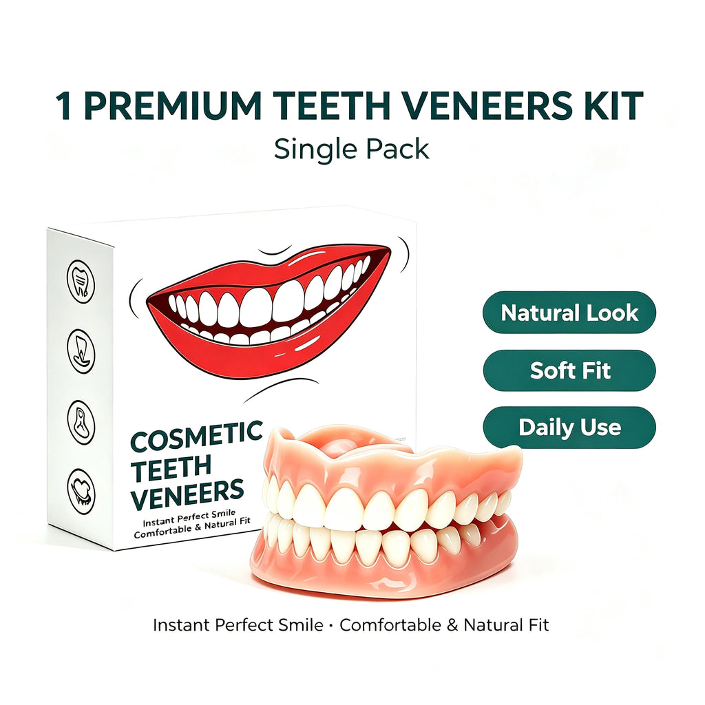 Natural‑Looking Silicone Full Denture Upper Lower Set Soft Comfortable Reusable False Teeth for Daily Oral Care for Men Women