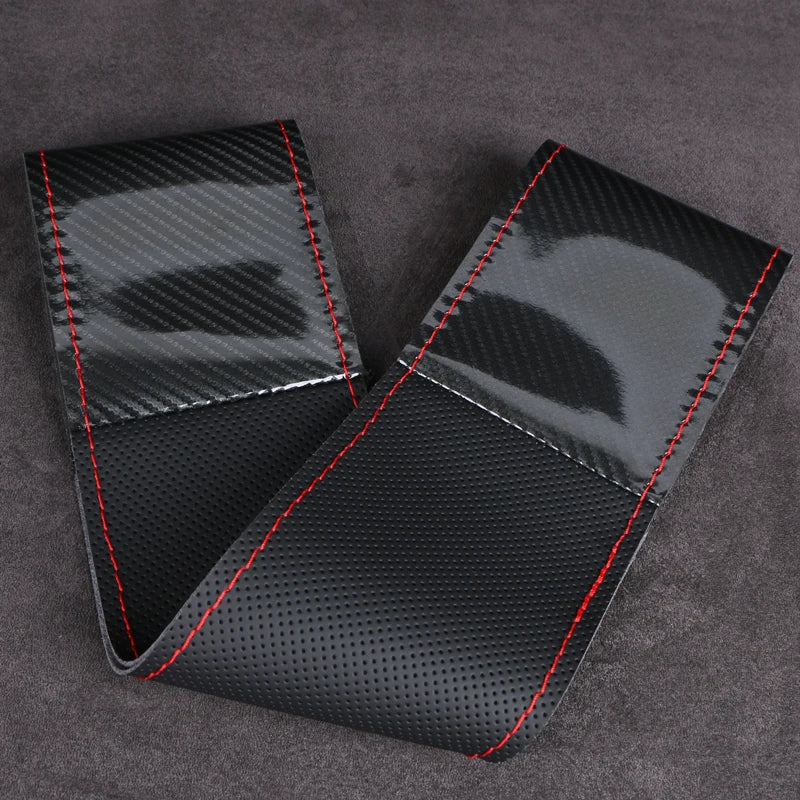 2025 New Carbon Fiber Hand Stitched Car Steering Wheel Cover for Universal 38cm Wheels Luxury Fashionable Durable Black Brown