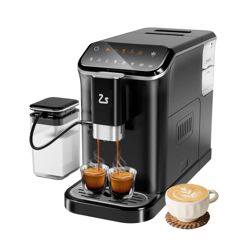 20 Bar Fully Automatic Espresso Machine With Grinder Milk Frother One-Touch 6 Recipes 1.5L Tank Self-Cleaning For Home Office