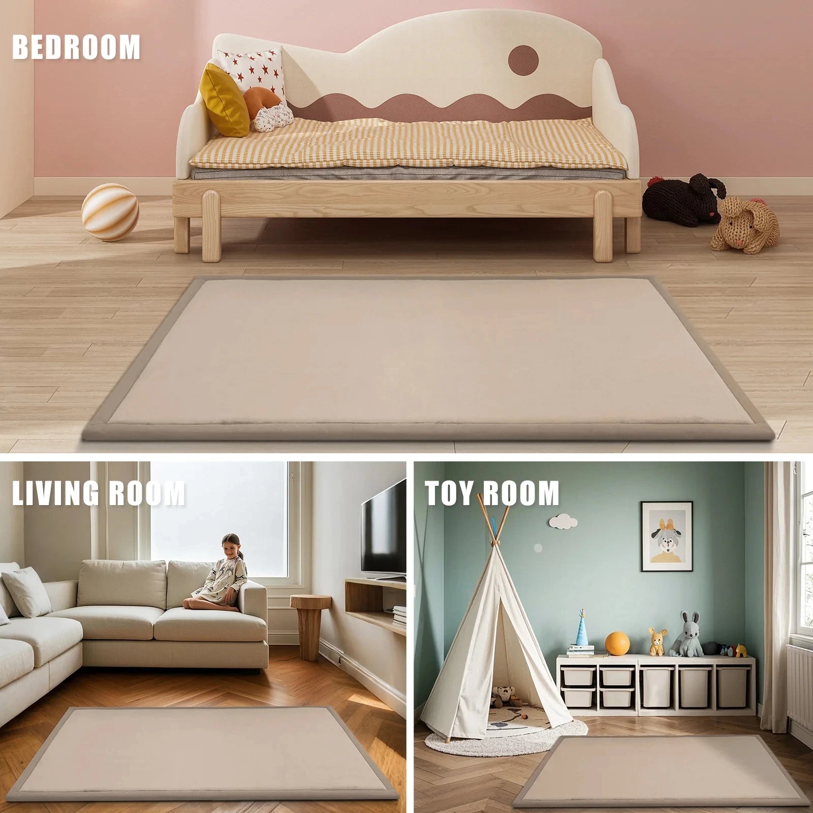 Large 2cm Thick Baby Play Mat Tatami Style Non-Slip Carpet for Living Room Kids Baby Crawling Bedroom Floor Mats Soft Area Rug