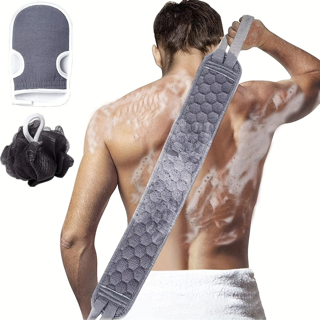 Exfoliating Body Scrubber Set - Includes Back Scrubber, Bath Glove And Shower Bath Sponge Loofah - Deep Clean And Vitalize