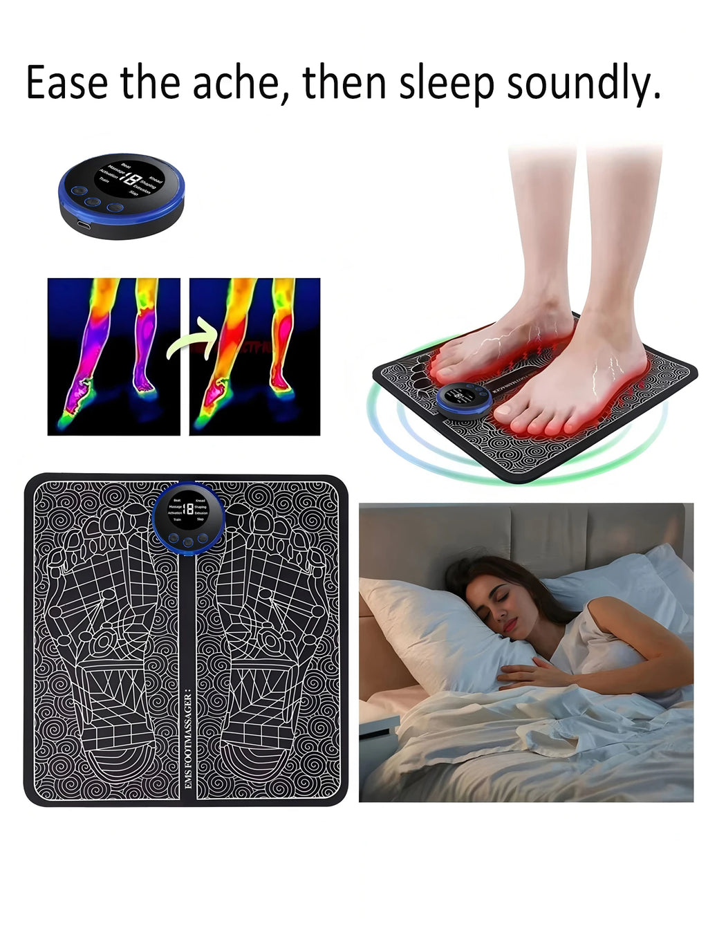 EMS Foot Massager Rechargeable Massage Pad Foot Relaxation Pad Electric Foot Massage Tools Promote Blood Circulation