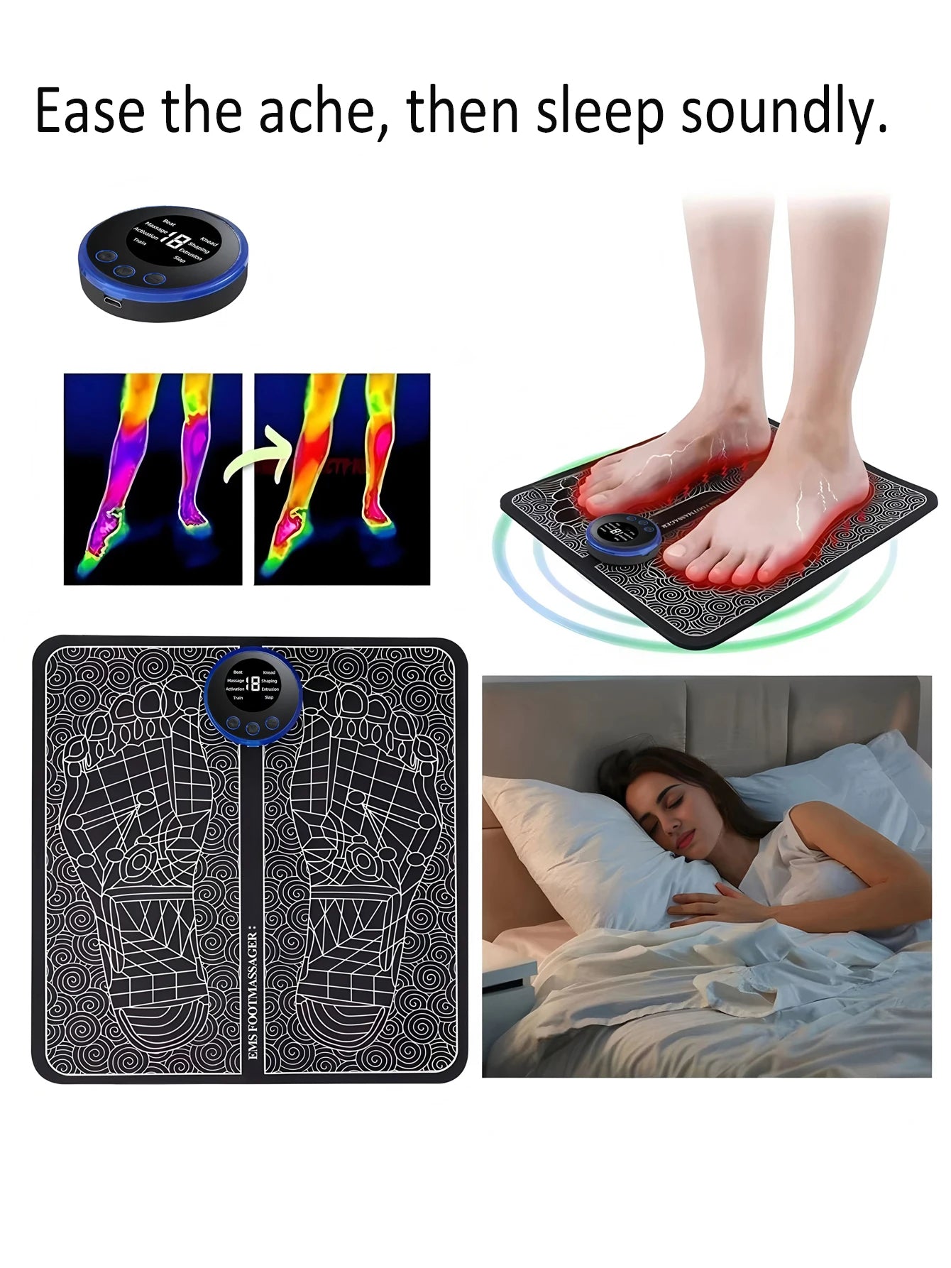 EMS Foot Massager Rechargeable Massage Pad Foot Relaxation Pad Electric Foot Massage Tools Promote Blood Circulation