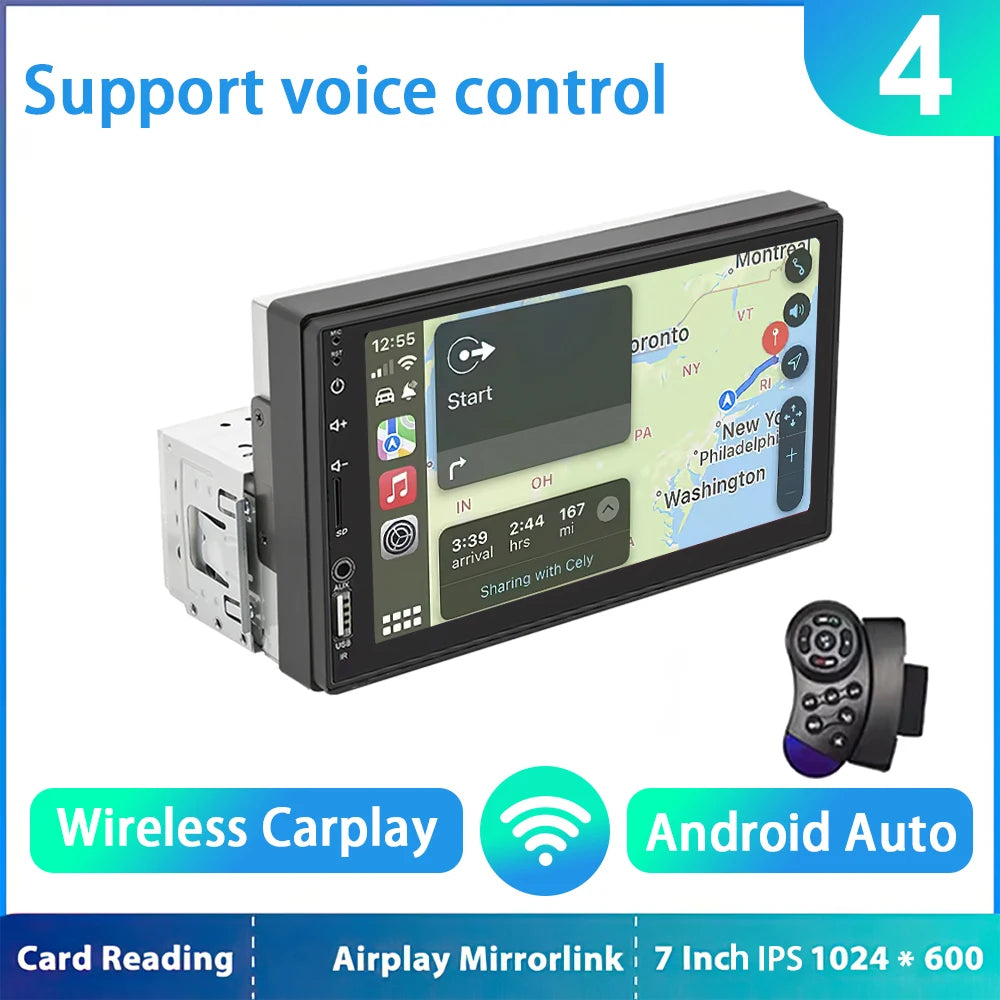 HD 7inch IPS Touch Screen Universal 1Din Caplay  Android auto Car Radio Stereo Multimedia Player  Autoaudio FM Receiver Monitor