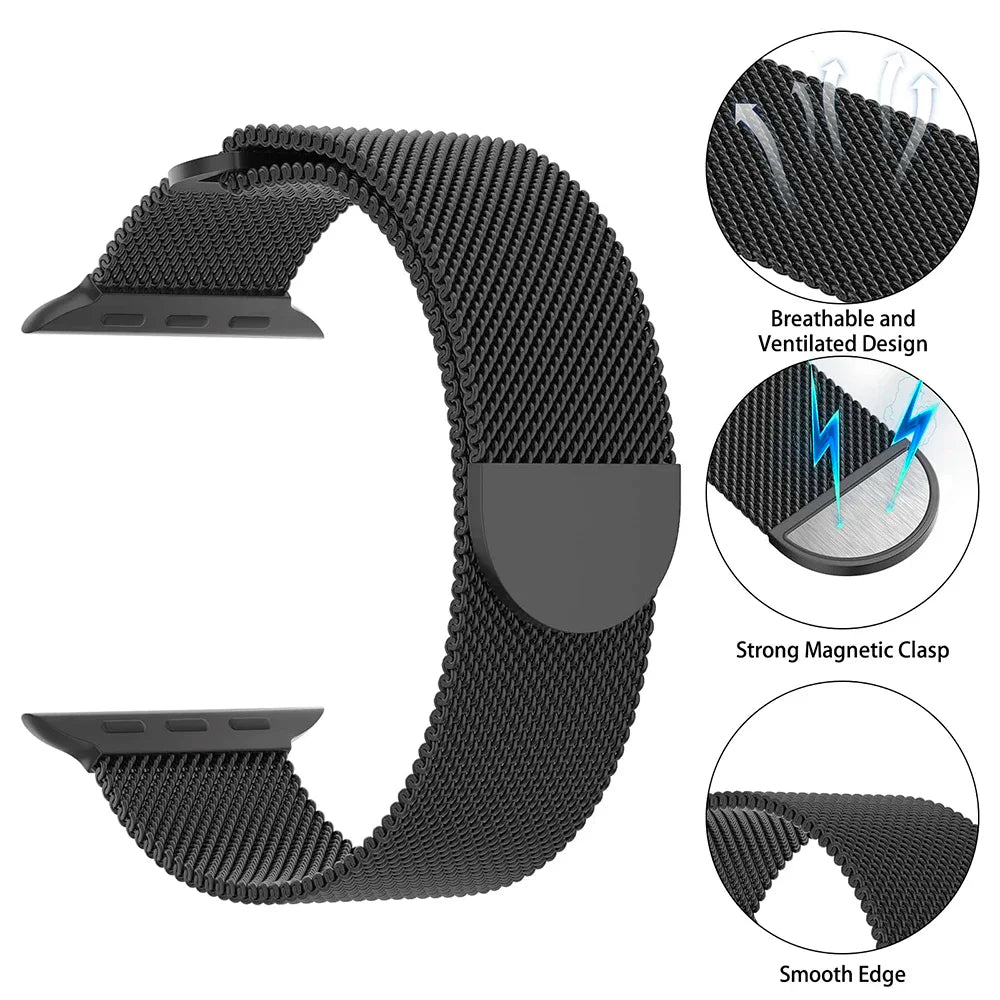 Milanese Loop Strap for Apple Watch Ultra Band 49mm 45mm 44mm 42mm 41mm 40mm Metal Bracelets for iwatch SE series 9 8 7 6 5 46mm