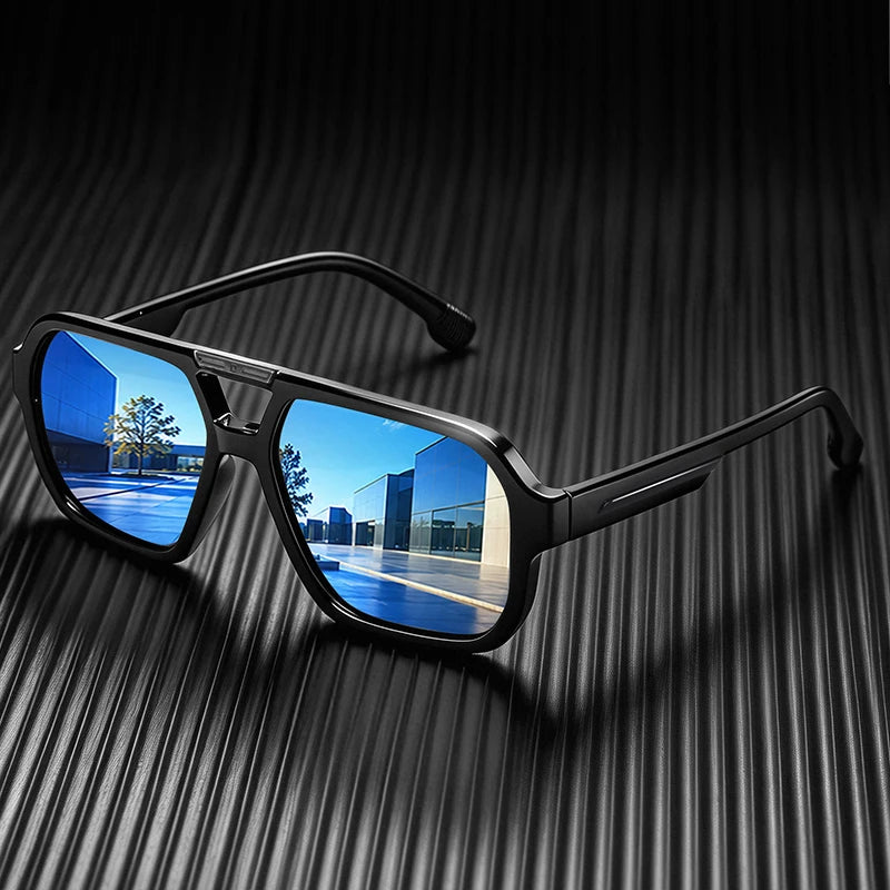 Polarized Pilot Sunglasses Men Women 2026 Retro Square Double Bridge Vintage Sun Glasses UV400 Driving Outdoor