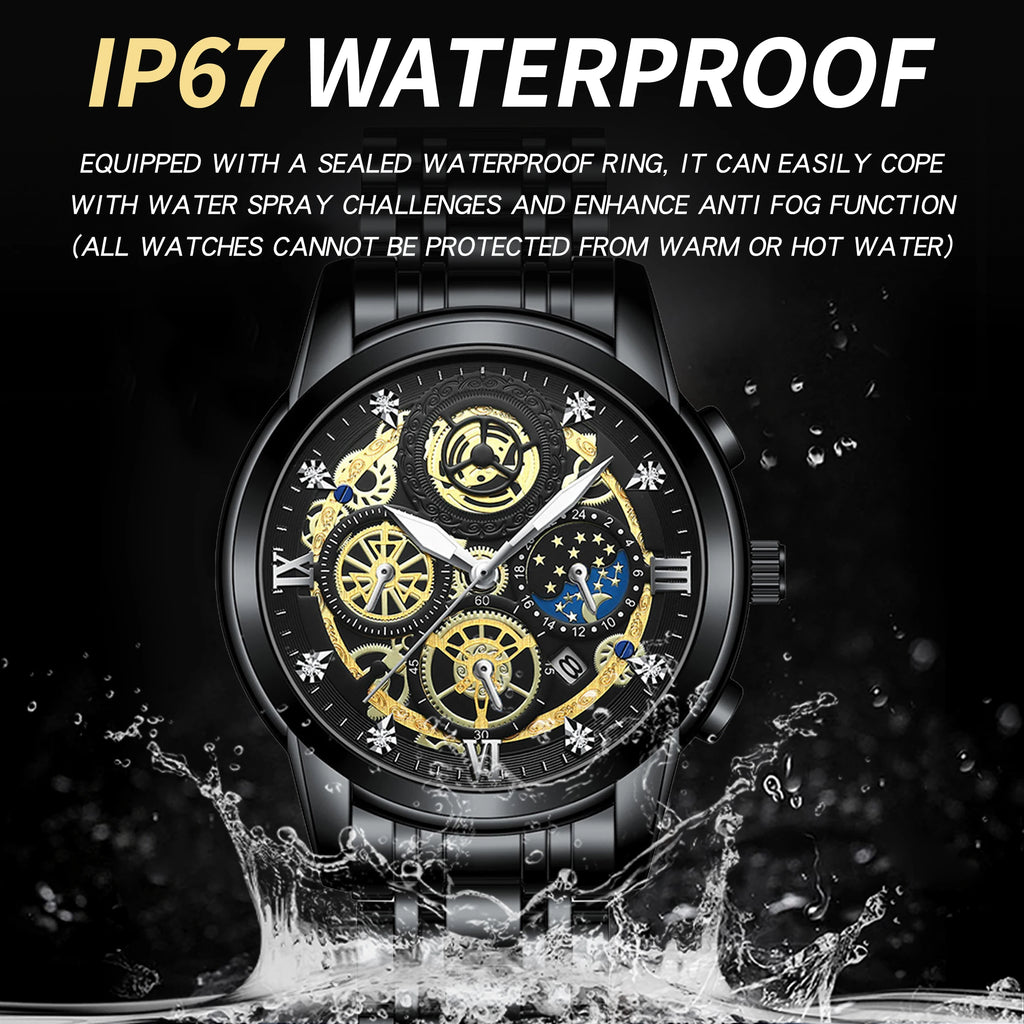 BINBOND Vintage Quartz Watches for Men Luxury Luminous Sturdy Stainless Steel Reloj Waterproof Auto Date Accurate Men's Watch