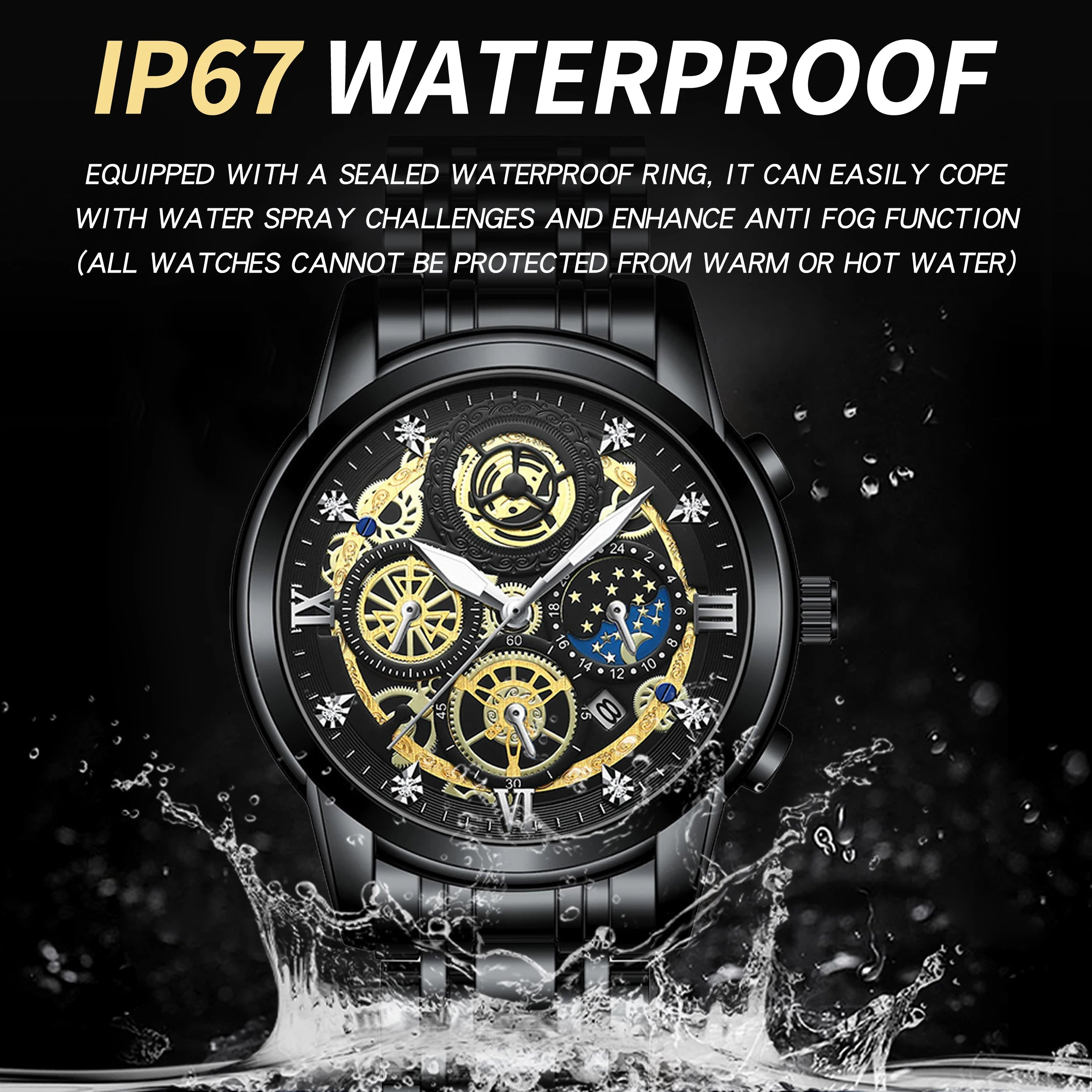 BINBOND Vintage Quartz Watches for Men Luxury Luminous Sturdy Stainless Steel Reloj Waterproof Auto Date Accurate Men's Watch