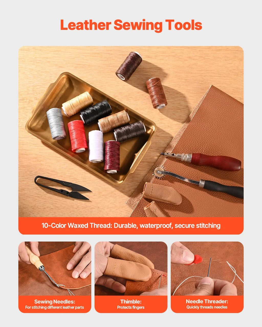SucceBuy 38/59/61/72/92PCs Leather Working Tools Kit Leather Craft Tools Storage Bag Engraving Punching Sewing Stamping Tools
