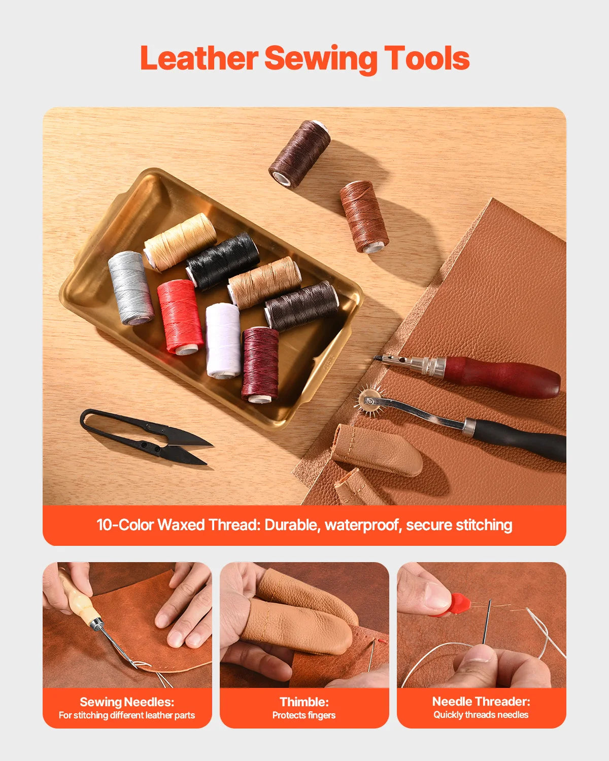 SucceBuy 38/59/61/72/92PCs Leather Working Tools Kit Leather Craft Tools Storage Bag Engraving Punching Sewing Stamping Tools