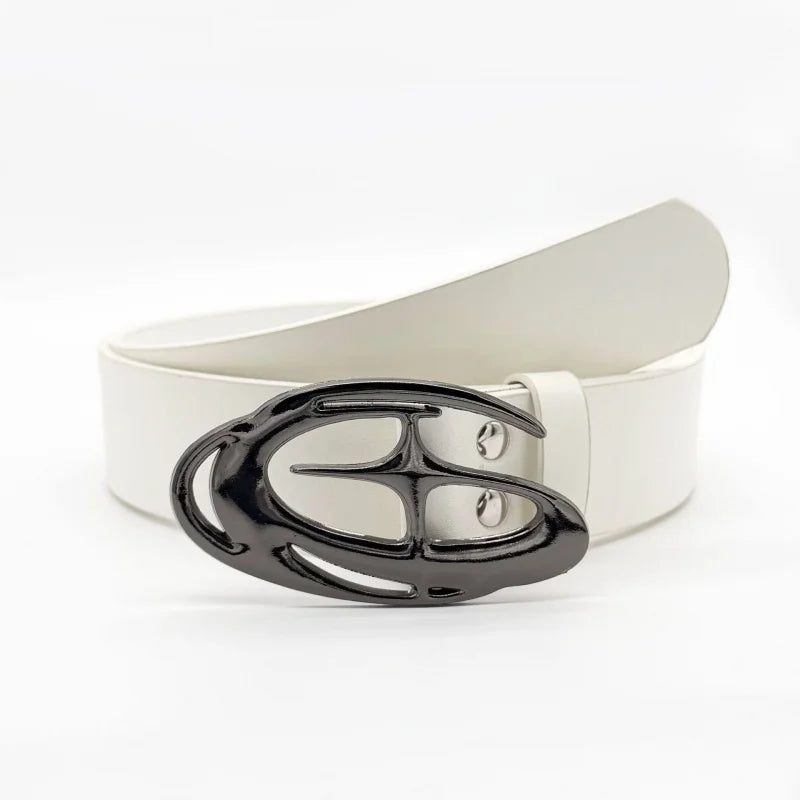 2025 Y2K Punk Hollow Waist Fake Leather Belt Fashion Gothic Accessory Buckle for Men and Women