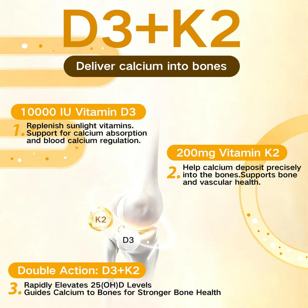 Vitamin D3K2, Assists Calcium Absorption, Trace Ingredient Vitamin Supplement Soft Capsule