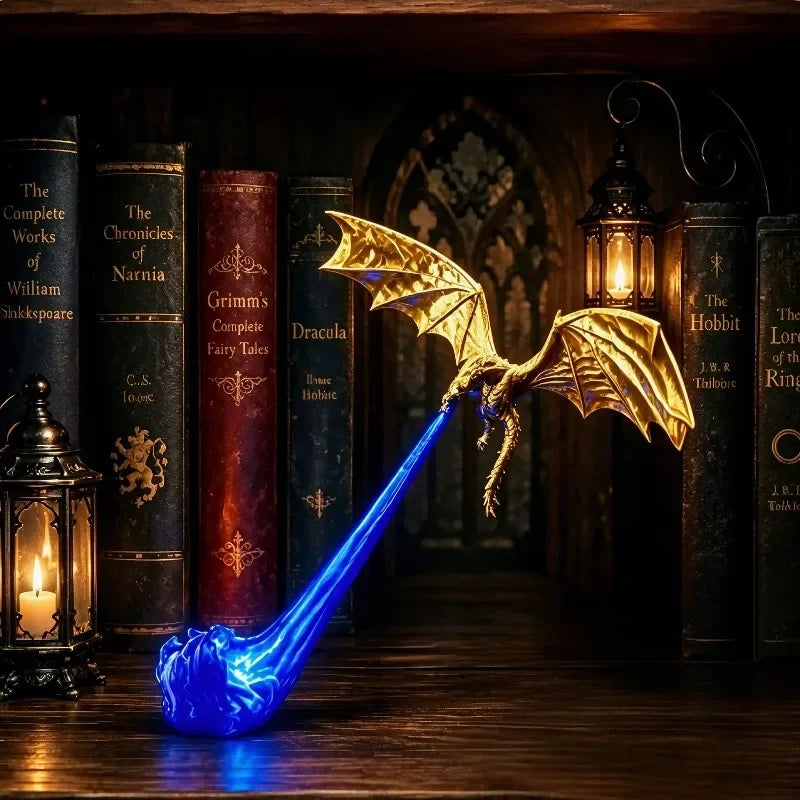 Fire-Breathing Dragon LED Light 3D-Printed Flying Dragon Desktop Decorative Lighting, Bedroom Ornament, Halloween Birthday Gift