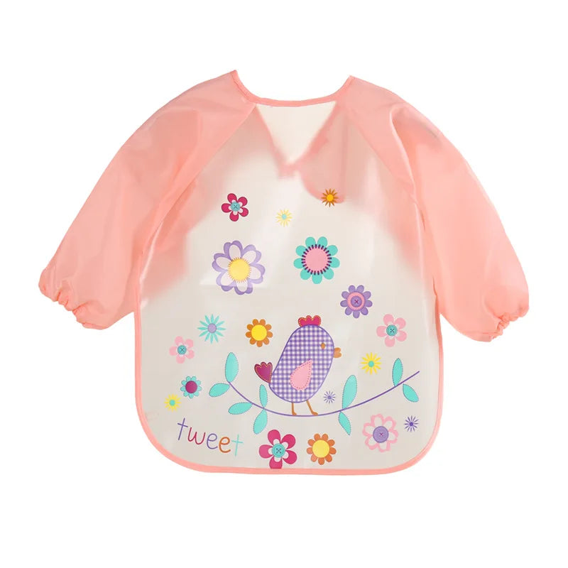 Waterproof EVA Full Sleeve Baby Bibs Children Apron Long Sleeve Feeding Smock Kids Eating Breastplate Infant Scarf Clothing