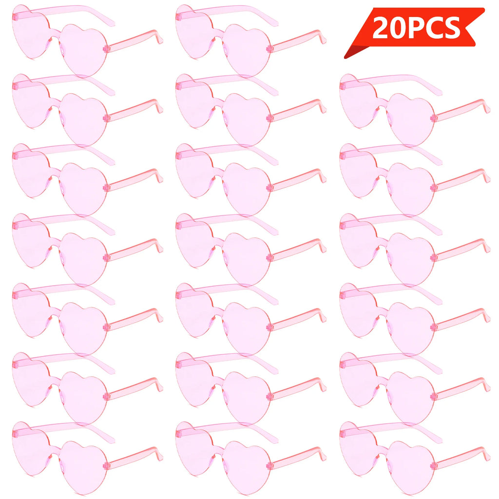 20pcs Love Jelly Color Glasses, Gathering Decorative Glasses, Photo Props Dress Up Cosplay Amusement Park