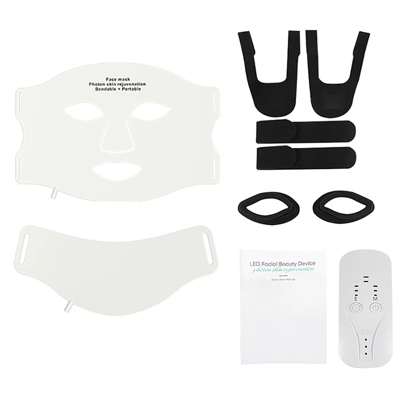 7 Colors LED Face Neck Set Mask Red Light Skin Rejuvenation Brighten Soft Silicone Facial Photon Therapy Flexible Skin Repair