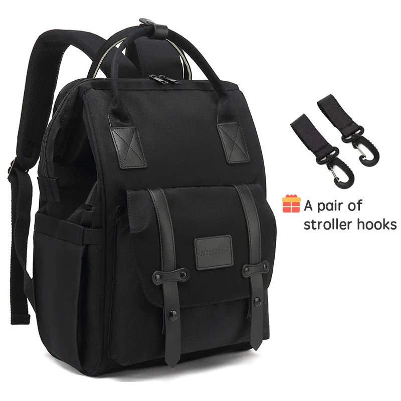PANGDUBE Baby Nappy Bag with 2pcs Stroller Hooks Mummy Bag Backpack Waterproof Outdoor Travel Mommy Maternity Bag for Baby Stuff