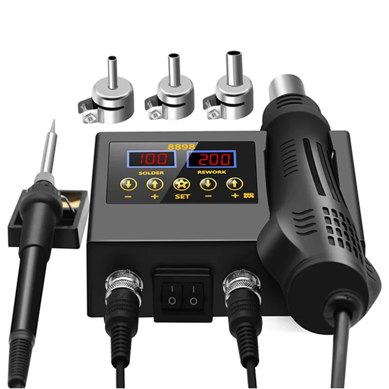 2 In 1 Soldering Station 8898 Digital Display Welding Rework Station Electric Soldering Iron And Hot Air Repair Tools 8858 8586D