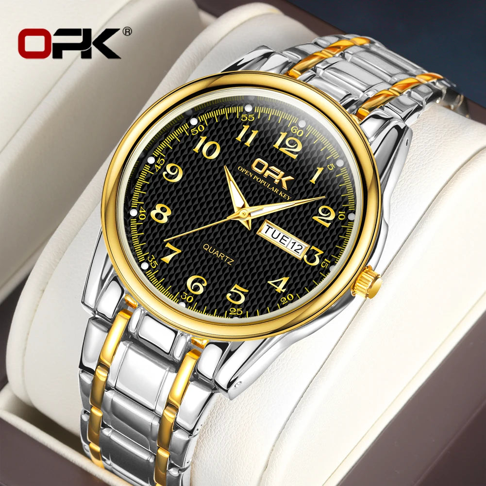 OPK 8110 Ladies Watch Classic Simple Brand Quartz Watch Stainless Steel Strap Watch For Women Waterproof Luminous Day-Date Watch