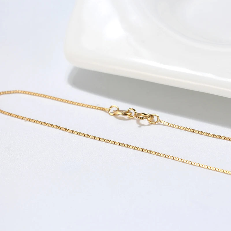 KISS MANDY 925 Sterling Silver 0.6MM Box Chain Necklaces 14K 18K Gold Plated Fashion Wedding Party Daily Wear Charm Jewelry SC07