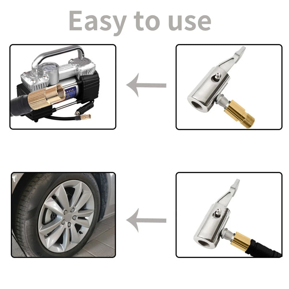 Locking Air Tire Chuck Portable Inflatable Pump For Car Tire Valve Clip Compressor Tire Inflator Tire Chuck With Barb Connector