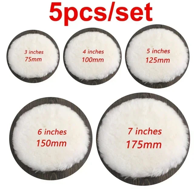 5pcs 3/4/5/6/7 Inch Polishing Kit Polishing Pad Car Waxing Sponge Disk Wool Wheel Auto Paint Care Polisher Pads for Car Polisher