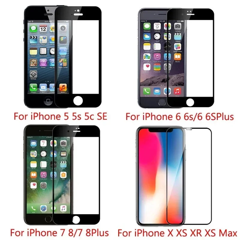 1-5PCS 9D Screen Protector Tempered Glass for IPhone 15 14 13 16 12 11 Pro Max Protective Glass for IPhone X XR XS Max 7 14 Plus