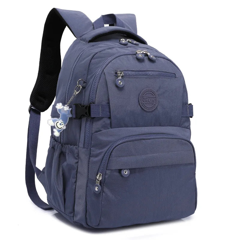 A4 Large Capacity Nylon Men Women Laptop Backpack Lightweight Waterproof Schoolbag Travel Bag Green Blue Red Pink Black M2303