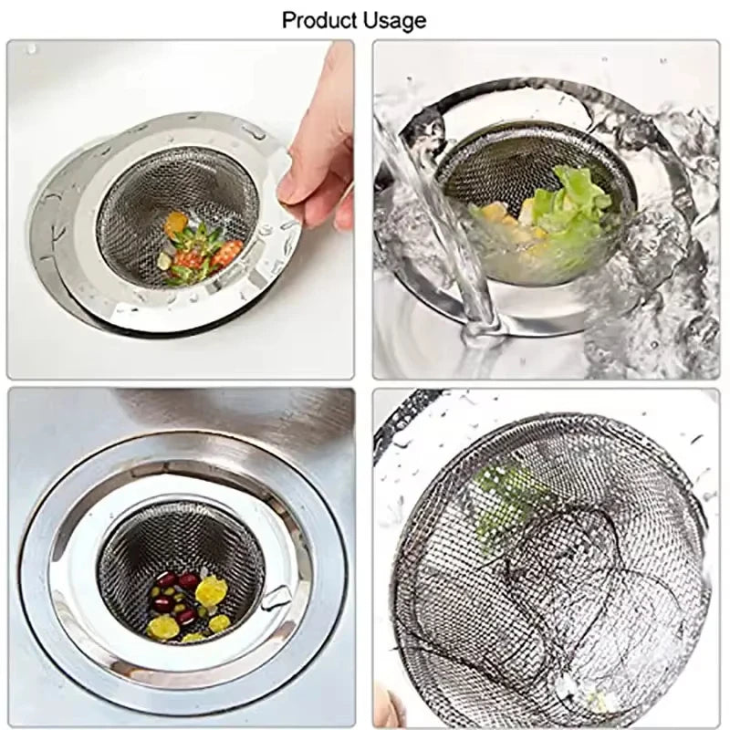 Stainless Steel Kitchen Sink Strainer Basin Residue Filter Drain Stopper