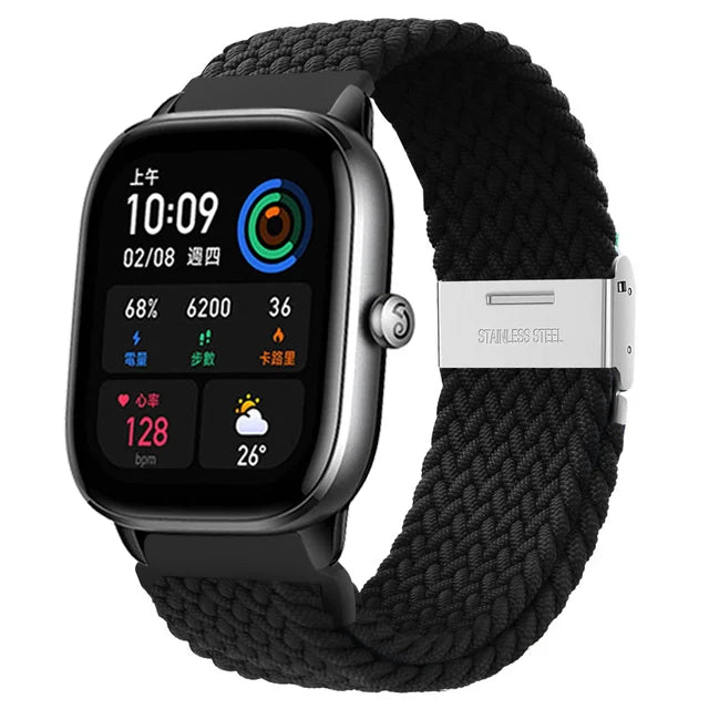 20mm 22mm Braided solo loop For Amazfit GTS 4/2/2e/GTS2 Mini/GTR 4/2/2e/3/Pro 47mm stratos Bracelet Watch band Amazfit bip strap