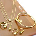 4PC Simple Ring Necklace Bracelet Earrings Four-piece Set Suitable for Engagement Jewelry Fashion Teardrop Jewelry Set for Women