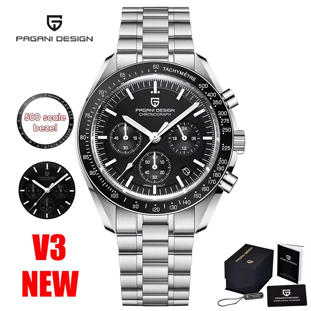 PAGANI DESIGN Moon Mens Watches 2025 Top Brand Luxury Quartz Watch For Men Chronograph Luminous Sapphire Mirror Waterproof Clock
