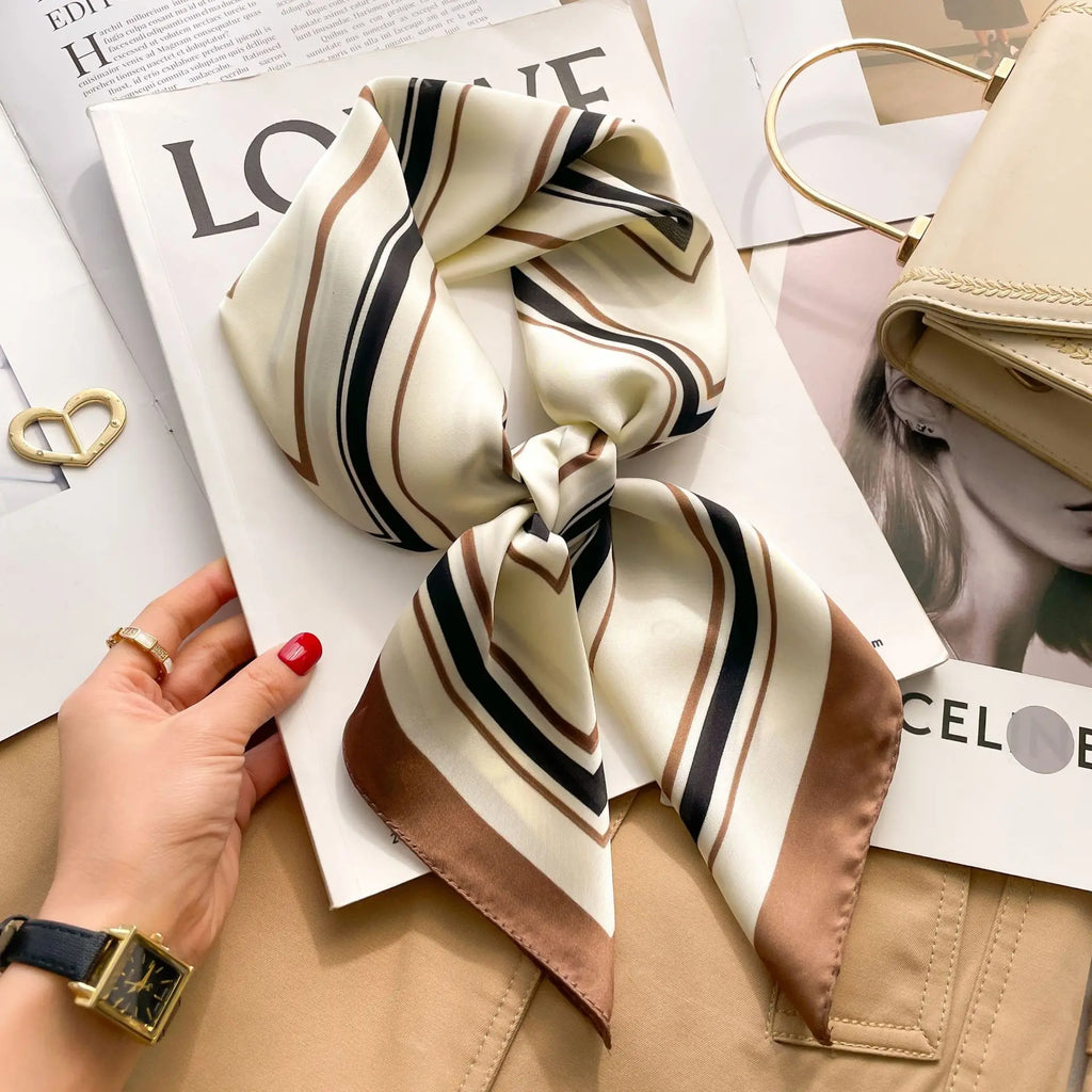 Luxury Design Silk Shawl Square Scarf For Women Satin Hijab Fashion Wraps Neckerchief Female Hair Bands Ribbon Headband Bandana
