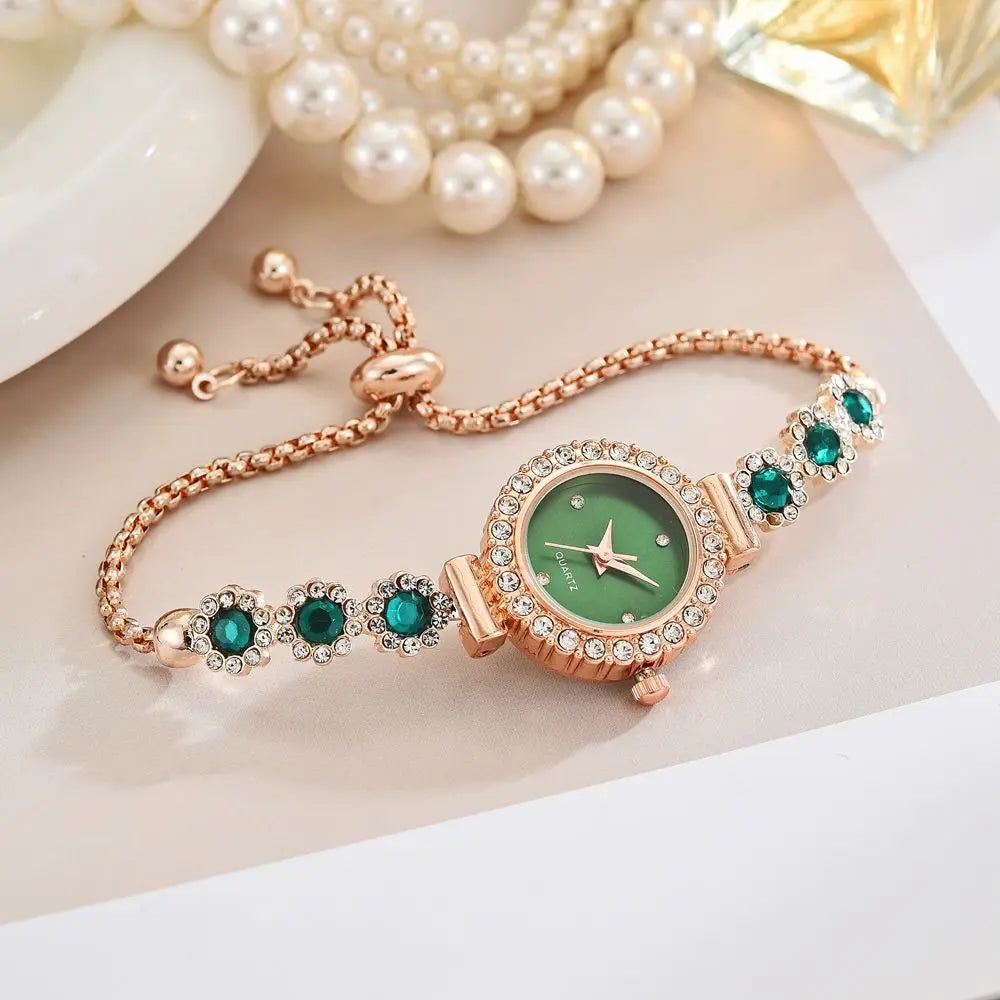 Fashion Rhinestone Women Watches Diamond Flowers Bracelet Ladies Quartz Wristwatch
