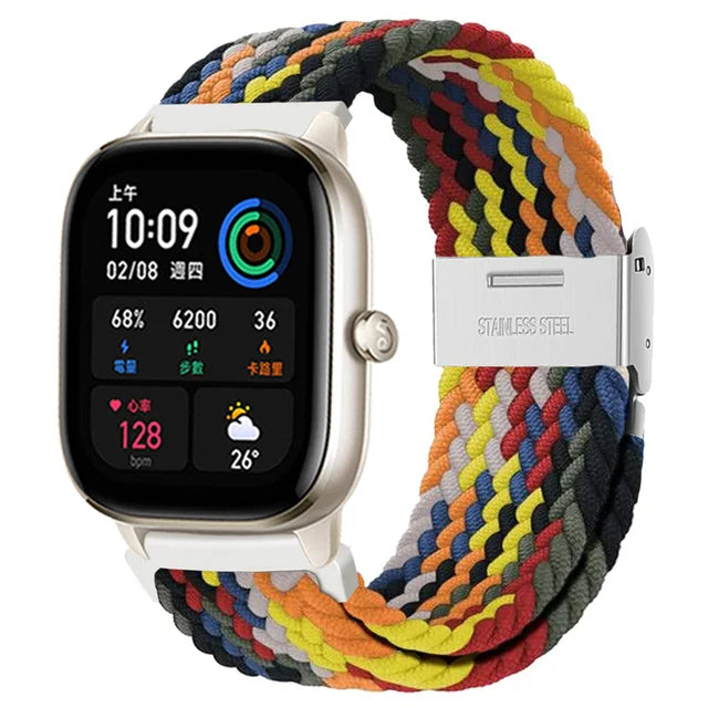 20mm 22mm Braided solo loop For Amazfit GTS 4/2/2e/GTS2 Mini/GTR 4/2/2e/3/Pro 47mm stratos Bracelet Watch band Amazfit bip strap