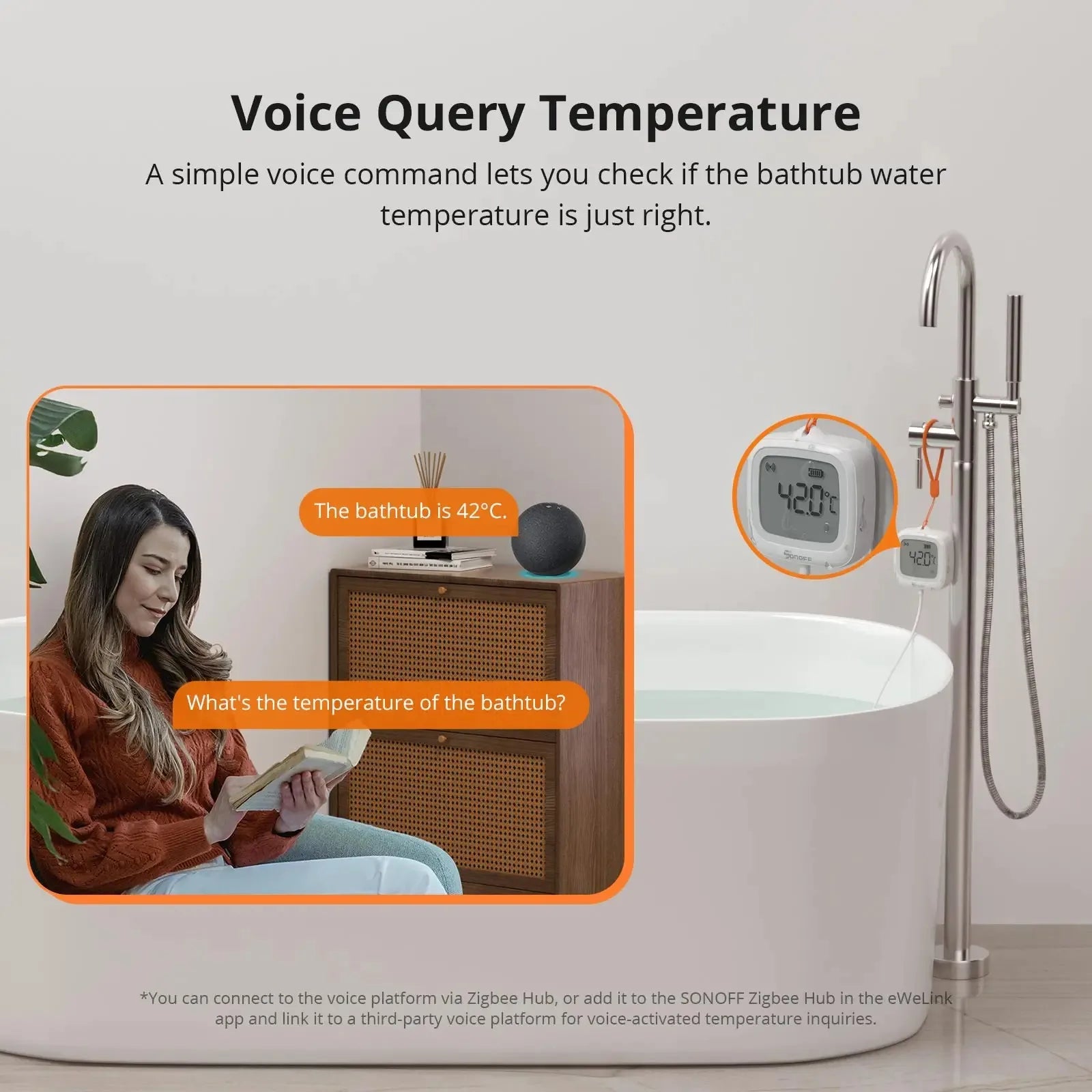 SONOFF SNZB-02LD SNZB 02LD SONOFF Zigbee Thermometer with Probe IP65 for Fridge Pool Fish Tank Need Hub with Bridge Alexa Alice