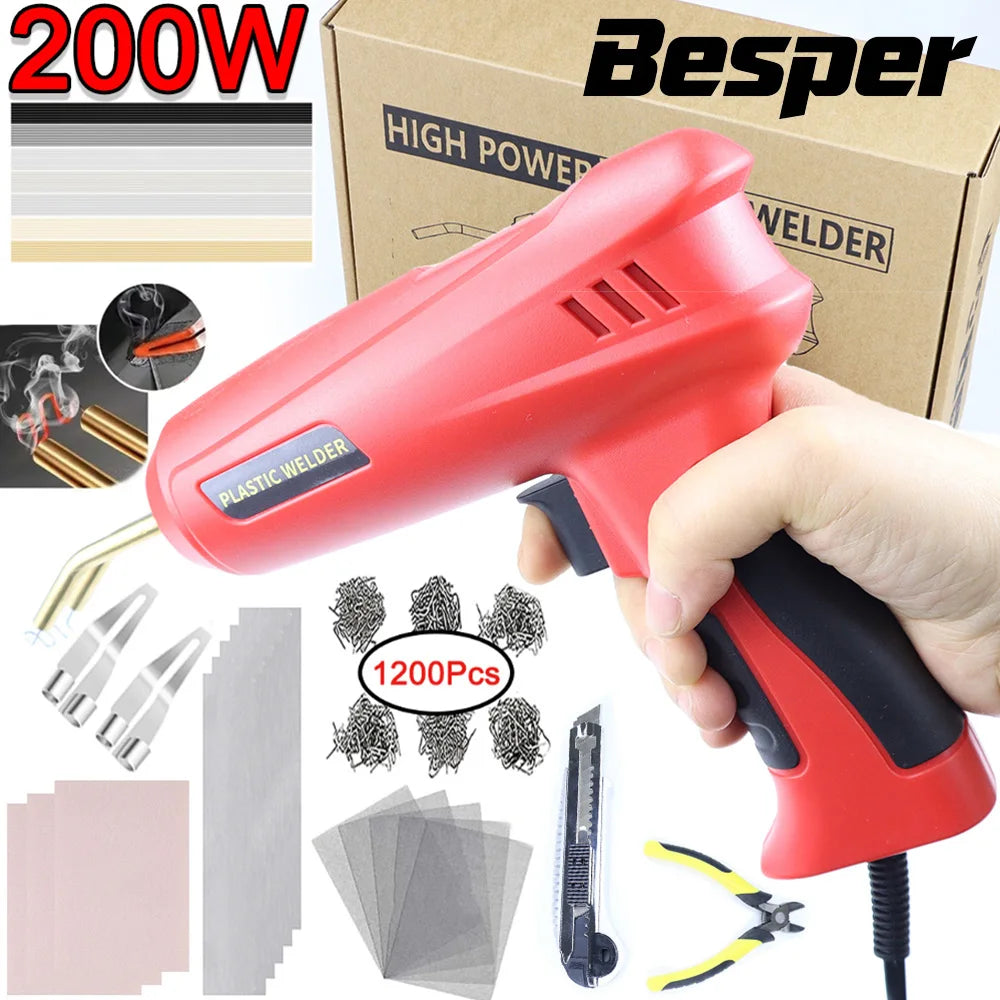 Besper 200W Plastic Welder, 2in1 Plastic Welding Kit Plastic Repair Welder Hot Stapler Soldering Gun Car Bumper Plastic Repair