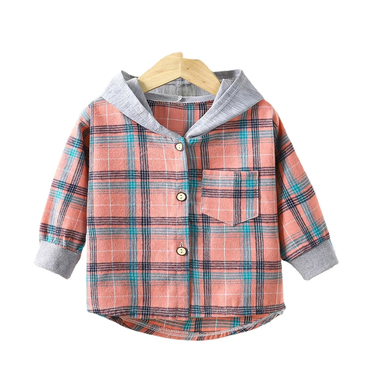 Rainbow Angel Children's Hooded Shirts Kids Clothes Baby Boys Plaid Shirts Coat for Girls Long-Sleeve Jacket Bottoming Clothing