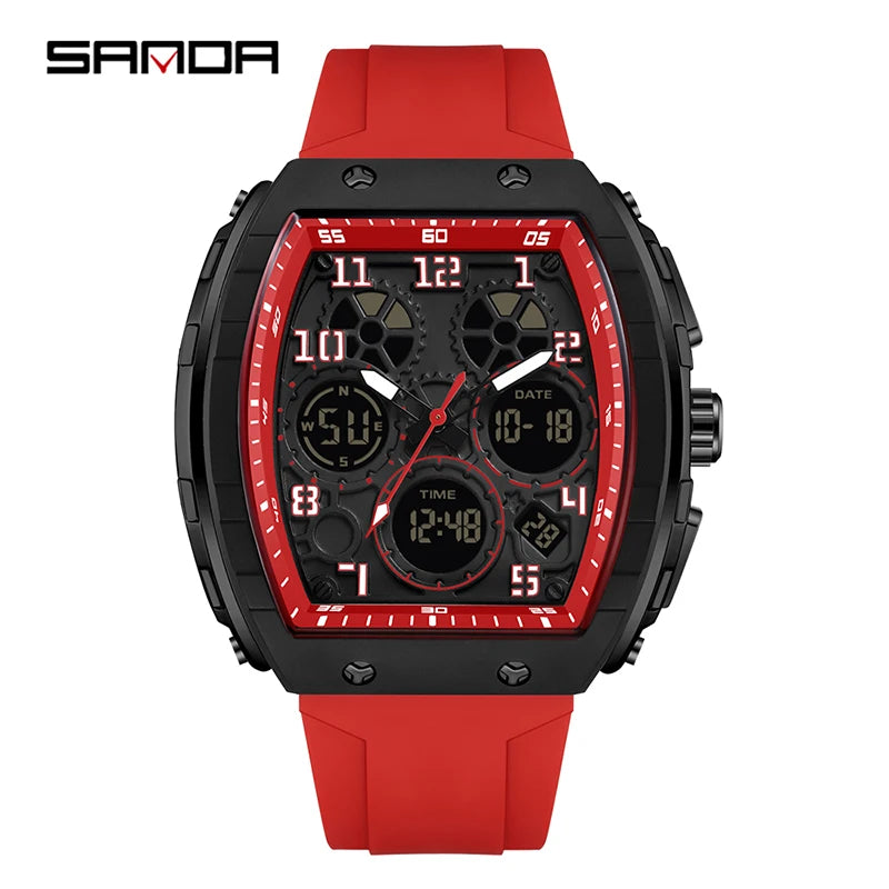 SANDA 6157 Luxury Men's Electronic Watch Sport Type Multi Functional Waterproof LED Fashion Trend Student Electronic Watch
