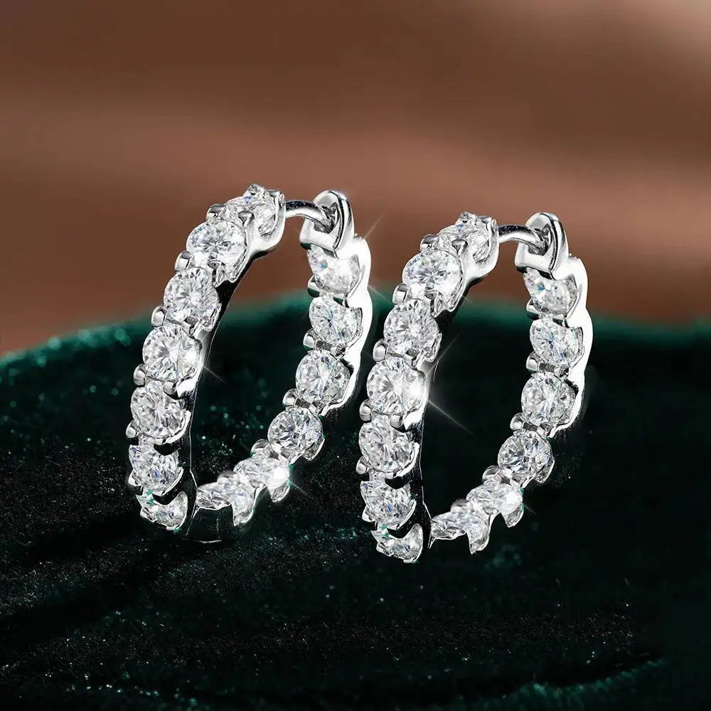 2.6ct D Color Moissanite Earring 925 Sterling Sliver Rose Gold Hoop Earring for Women Wedding Party Jewelry