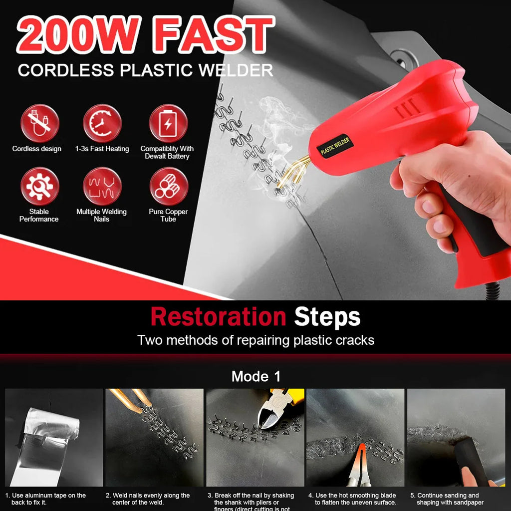 Besper 200W Plastic Welder, 2in1 Plastic Welding Kit Plastic Repair Welder Hot Stapler Soldering Gun Car Bumper Plastic Repair