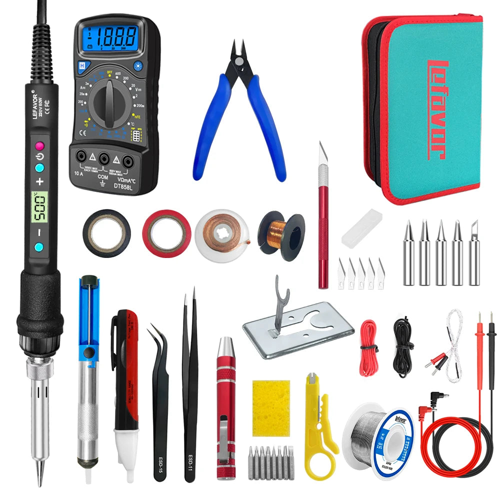 LEFAVOR 80W Digital display soldering iron welding set C/F switching calibration temperature 100-500C home repair DIY