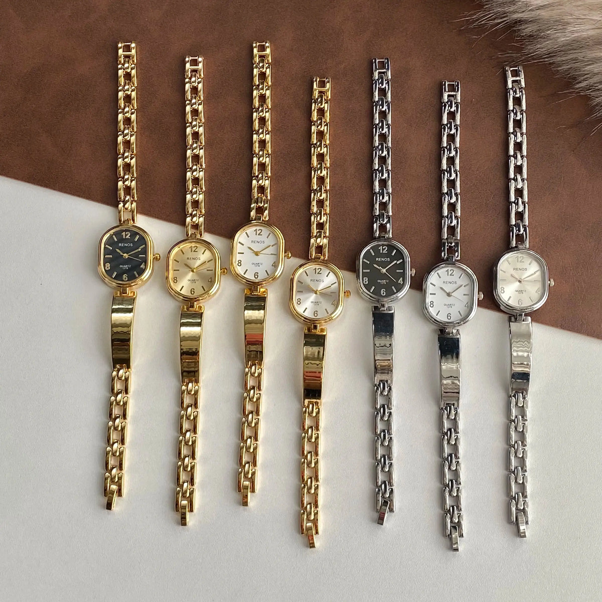 Women's Oval Gold Simple & Fashionable Quartz Watch, Suitable for Daily Wear and Decoration