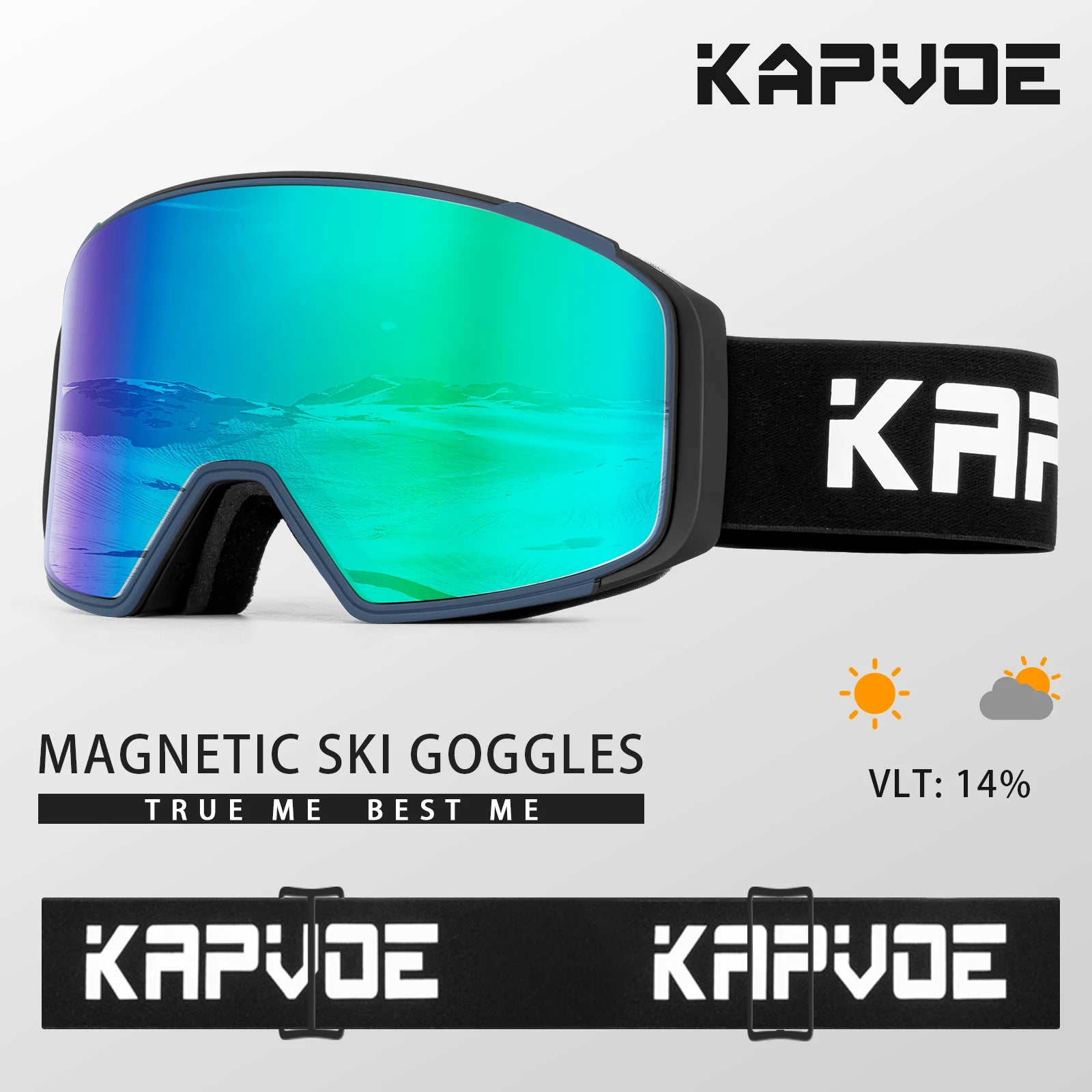KAPVOE Ski Goggles Double Magnet adsorpt Layers UV400 Anti-fog Ski Glasses Snow Snowboard Glasses Snowmobile Eyewear