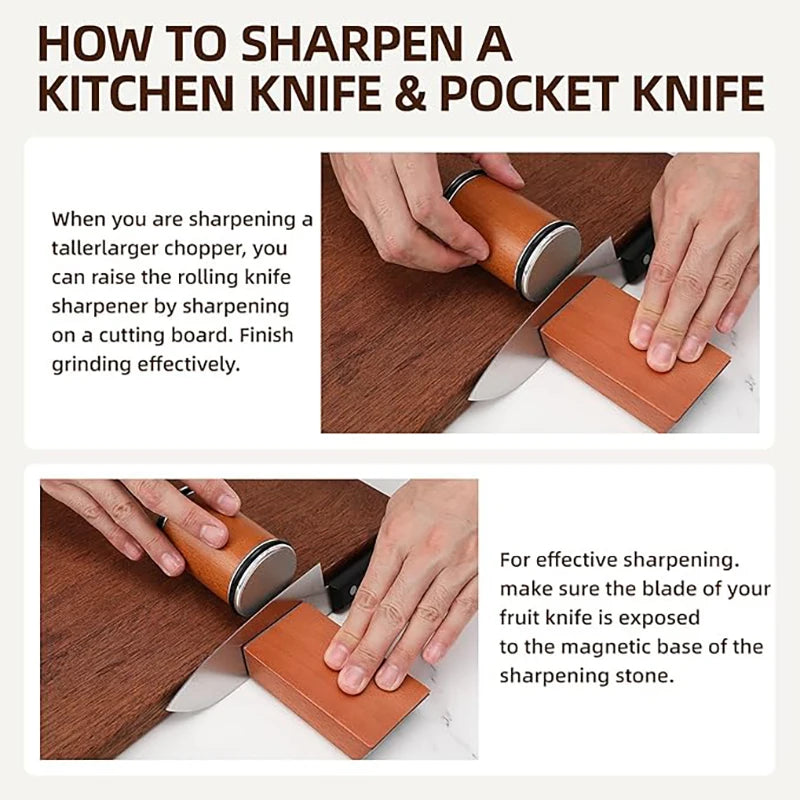 Rolling Knife Sharpener Magnetic Knife Holder Diamond Sharpening Stone Kit with 15 and 20 Degrees Angle Roller Kitchen Accessory