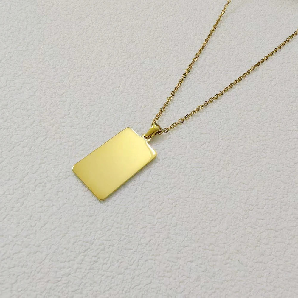 New10 pcs mirror polished bar shaped nameplate pendant necklacestainless steel personalized DIY custom name logo pendant necklac