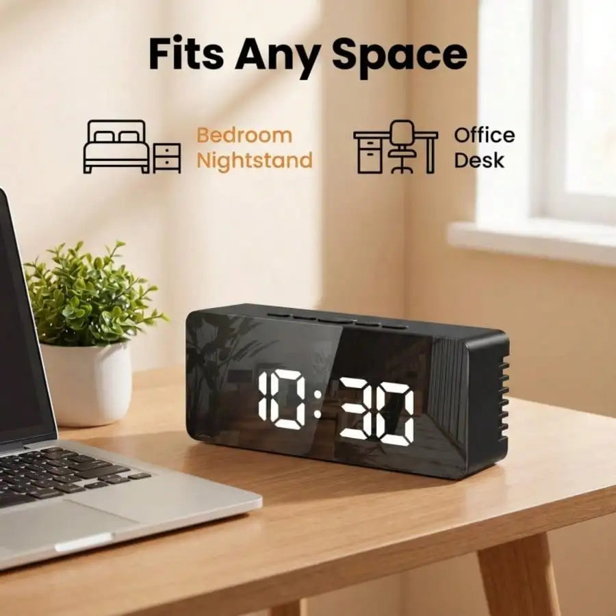 Multifunctional Digital Alarm Clock | Adjustable Brightness, Displays Date And Temperature, USB/Battery Powered (Batteries Not Included), Stylish Rectangular Design, Home Decor, Holiday Gift