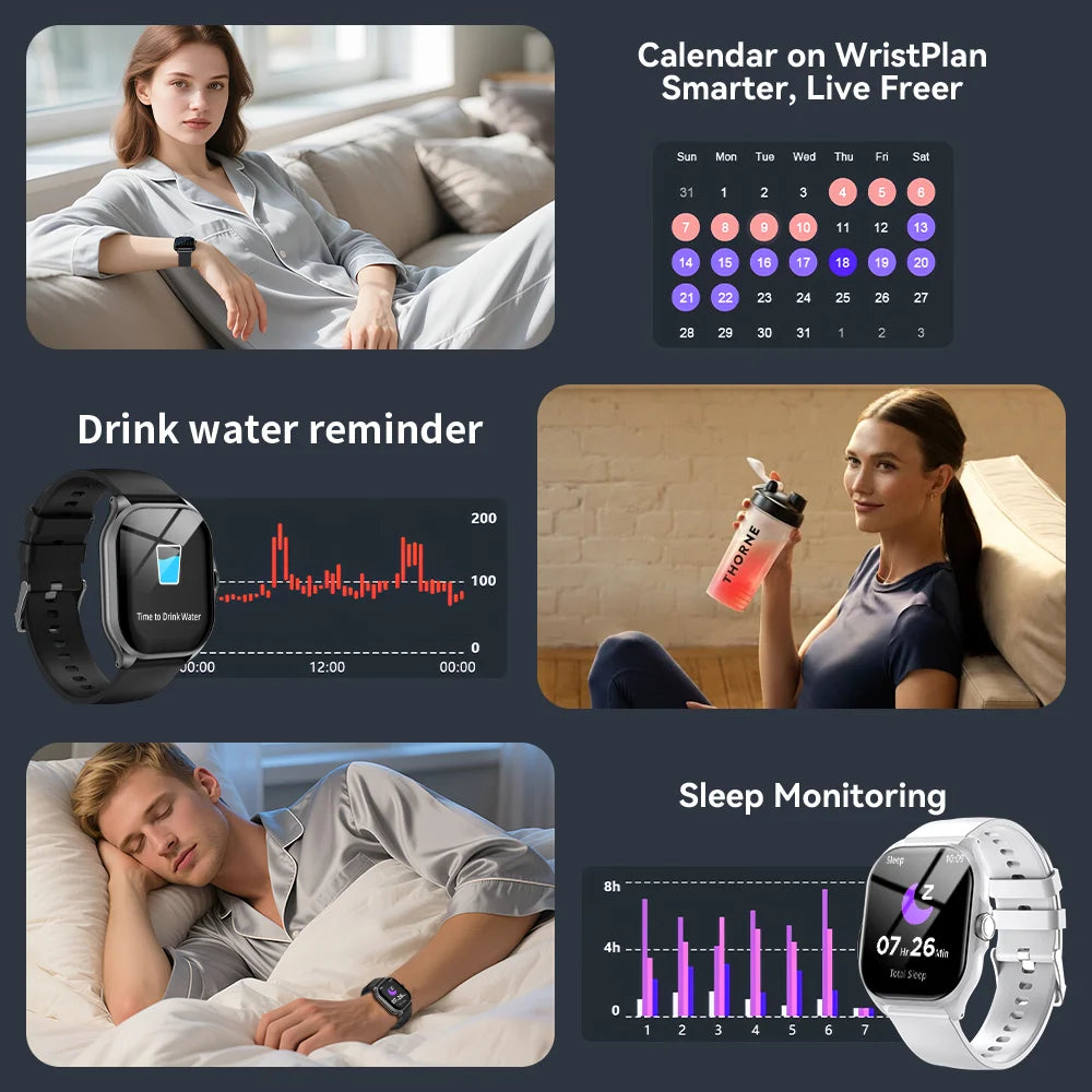 LAXASFIT 2026 New Gift Smart Watch Full Touch Screen Bluetooth Call Sports Fitness Digital Smartwatch For Men Women