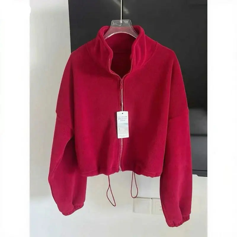 Blouse Outerwear Yoga Wear Women's Autumn/Winter Zip-up Long Sleeves Fleece-lined Warm New Casual Comfortable Minimalist Niche